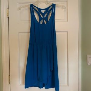 Blue Summer Dress with Cutout Back